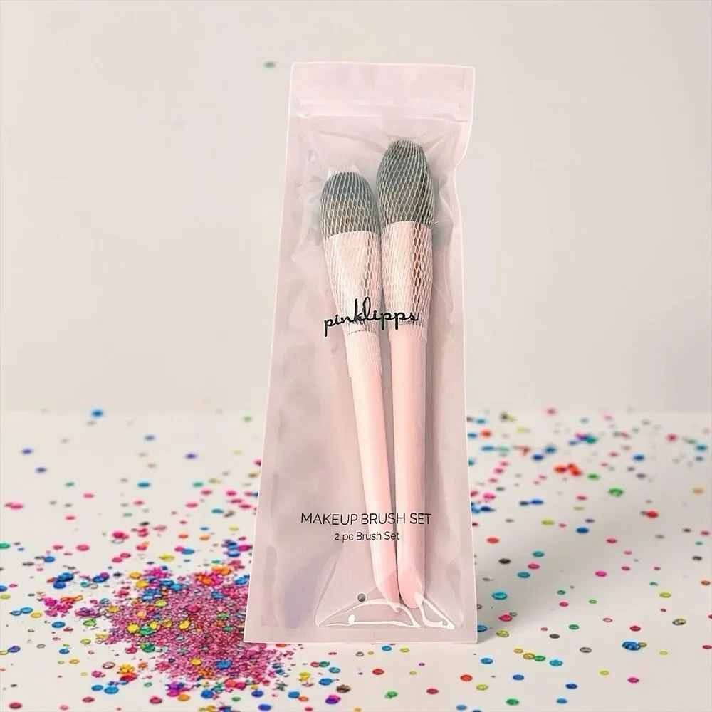 PinkLipps Cosmetics Makeup Brush Set Liquid Brush & Tapered Brush Set NWOB